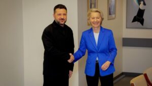 Encontro entre Zelensky e a presidente da Comissão Europeia ocorreu em um clima tenso, diz mídia