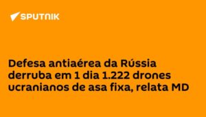 Defesa antiaérea da Rússia derruba em 1 dia 1.222 drones ucranianos de asa fixa, relata MD